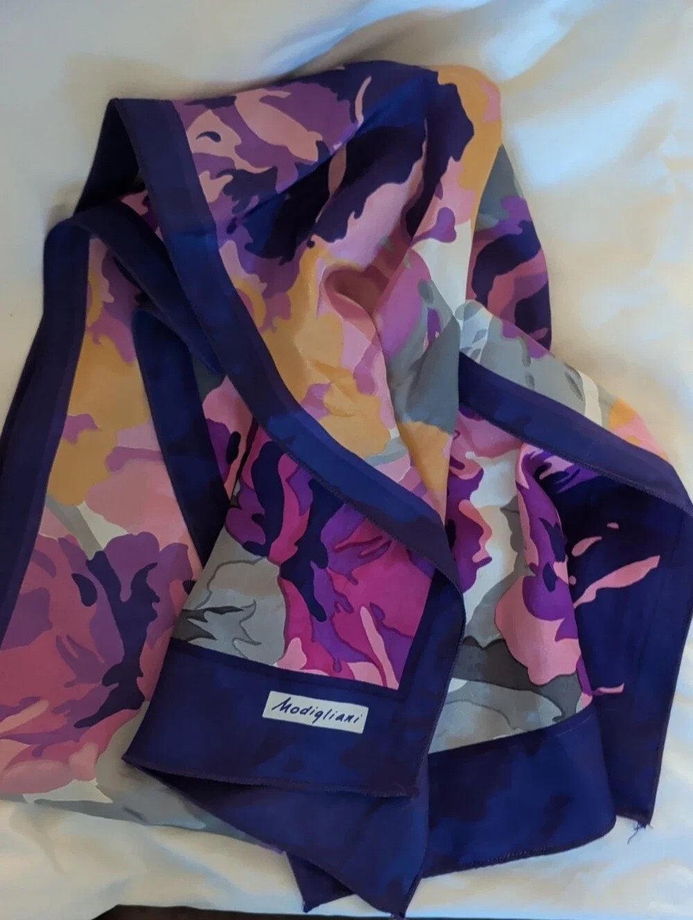 Vintage Modigliani Purple Floral Silk Scarf